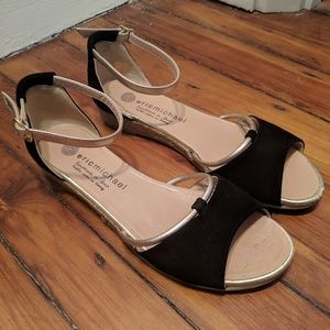 Eric Michael black espadrilles sandals gold detail